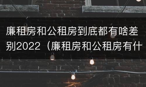 廉租房和公租房到底都有啥差别2022（廉租房和公租房有什么差别）