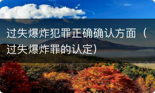 过失爆炸犯罪正确确认方面（过失爆炸罪的认定）