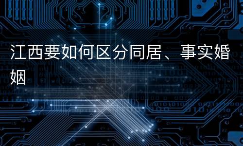 江西要如何区分同居、事实婚姻
