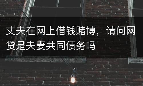丈夫在网上借钱赌博，请问网贷是夫妻共同债务吗