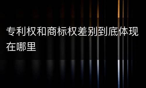 专利权和商标权差别到底体现在哪里
