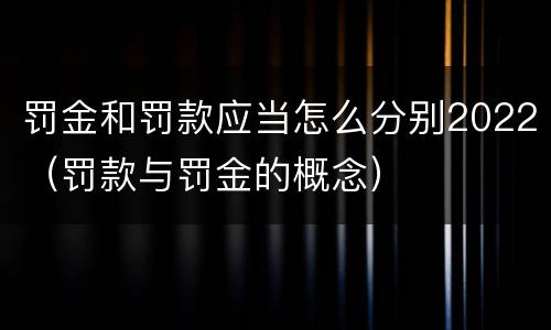 罚金和罚款应当怎么分别2022（罚款与罚金的概念）