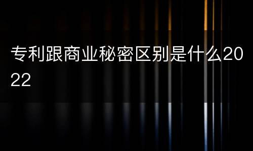 专利跟商业秘密区别是什么2022