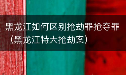 黑龙江如何区别抢劫罪抢夺罪（黑龙江特大抢劫案）