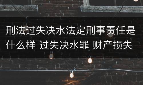 刑法过失决水法定刑事责任是什么样 过失决水罪 财产损失标准