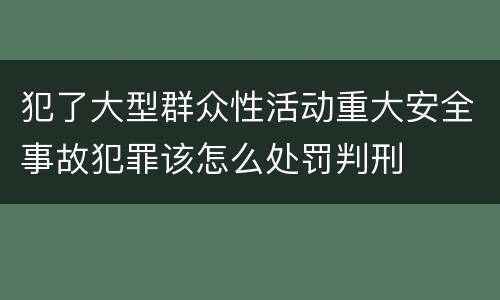 犯了大型群众性活动重大安全事故犯罪该怎么处罚判刑