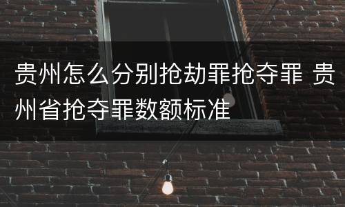贵州怎么分别抢劫罪抢夺罪 贵州省抢夺罪数额标准