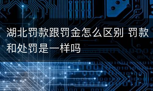 湖北罚款跟罚金怎么区别 罚款和处罚是一样吗