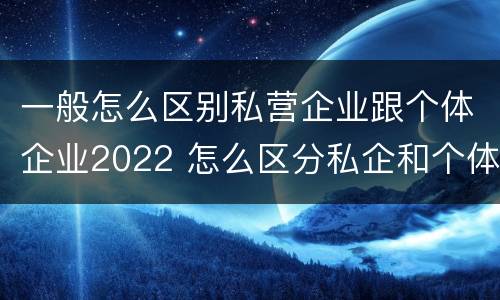一般怎么区别私营企业跟个体企业2022 怎么区分私企和个体