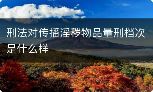 刑法对传播淫秽物品量刑档次是什么样