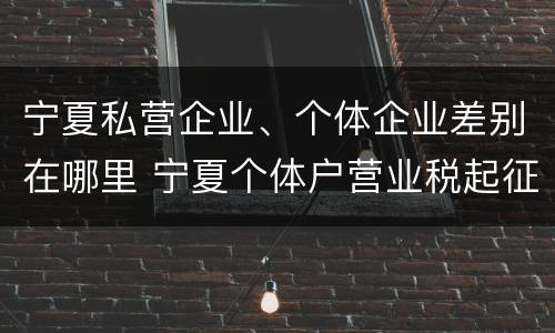 宁夏私营企业、个体企业差别在哪里 宁夏个体户营业税起征点 宁夏私营企业、个体企业差别在哪里 宁夏个体户营业税起征点
