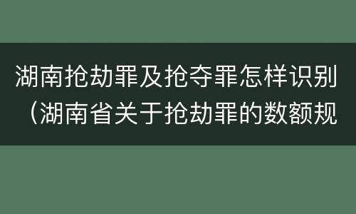 湖南抢劫罪及抢夺罪怎样识别（湖南省关于抢劫罪的数额规定）