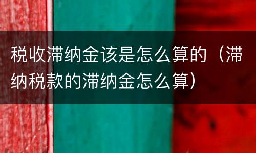 税收滞纳金该是怎么算的（滞纳税款的滞纳金怎么算）