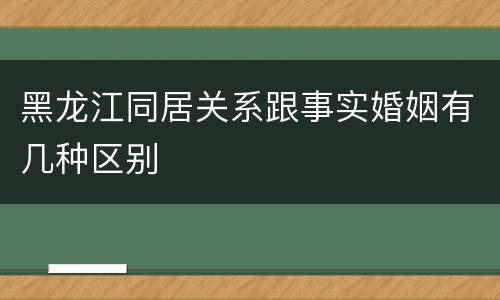 黑龙江同居关系跟事实婚姻有几种区别