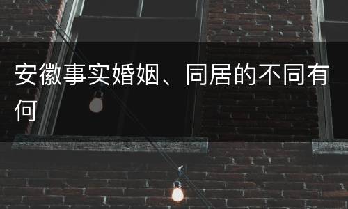 安徽事实婚姻、同居的不同有何