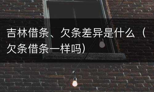 吉林借条、欠条差异是什么（欠条借条一样吗）