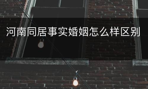 河南同居事实婚姻怎么样区别