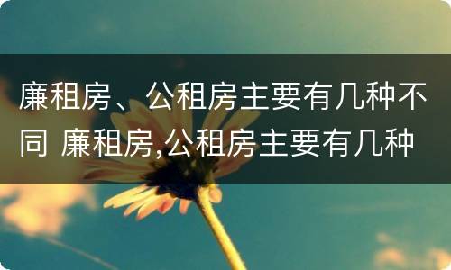 廉租房、公租房主要有几种不同 廉租房,公租房主要有几种不同类型