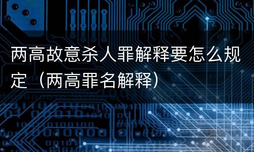 两高故意杀人罪解释要怎么规定（两高罪名解释）