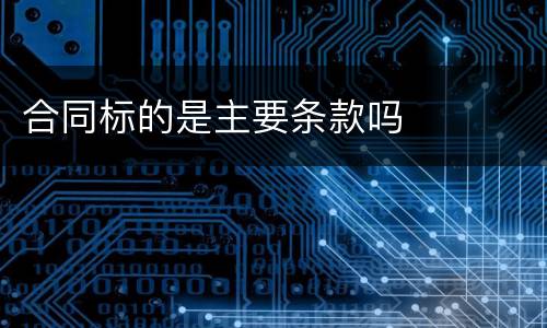 合同标的是主要条款吗
