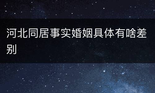 河北同居事实婚姻具体有啥差别