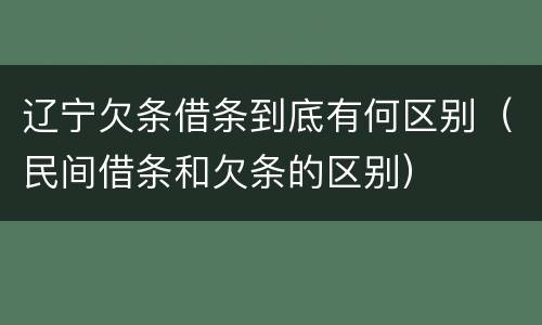 辽宁欠条借条到底有何区别（民间借条和欠条的区别）