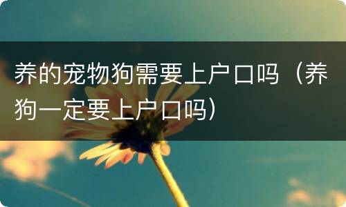 养的宠物狗需要上户口吗（养狗一定要上户口吗）