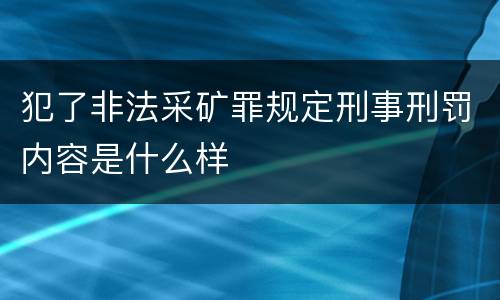 犯了非法采矿罪规定刑事刑罚内容是什么样