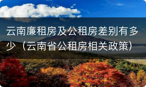 云南廉租房及公租房差别有多少（云南省公租房相关政策）