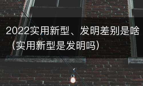 2022实用新型、发明差别是啥（实用新型是发明吗）