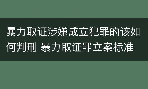暴力取证涉嫌成立犯罪的该如何判刑 暴力取证罪立案标准