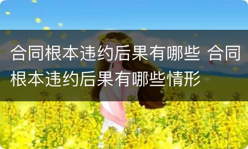 合同根本违约后果有哪些 合同根本违约后果有哪些情形