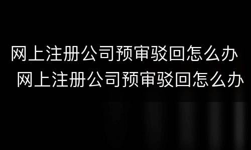 网上注册公司预审驳回怎么办 网上注册公司预审驳回怎么办啊