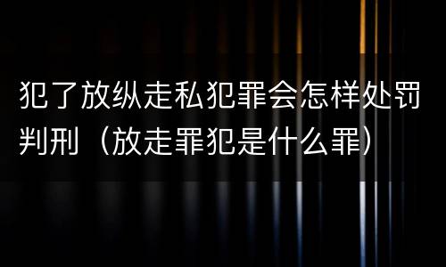 犯了放纵走私犯罪会怎样处罚判刑（放走罪犯是什么罪）