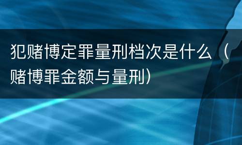 犯赌博定罪量刑档次是什么（赌博罪金额与量刑）