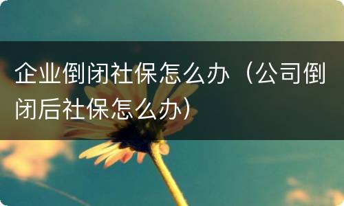 企业倒闭社保怎么办（公司倒闭后社保怎么办）