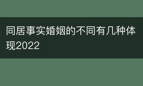 同居事实婚姻的不同有几种体现2022