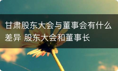 甘肃股东大会与董事会有什么差异 股东大会和董事长