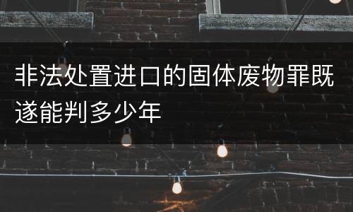 非法处置进口的固体废物罪既遂能判多少年