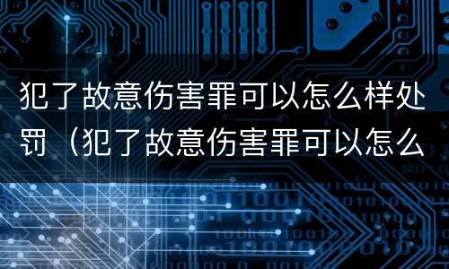 犯了故意伤害罪可以怎么样处罚（犯了故意伤害罪可以怎么样处罚呢）