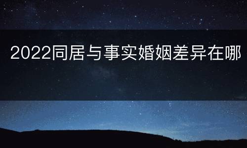 2022同居与事实婚姻差异在哪