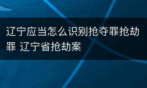 辽宁应当怎么识别抢夺罪抢劫罪 辽宁省抢劫案