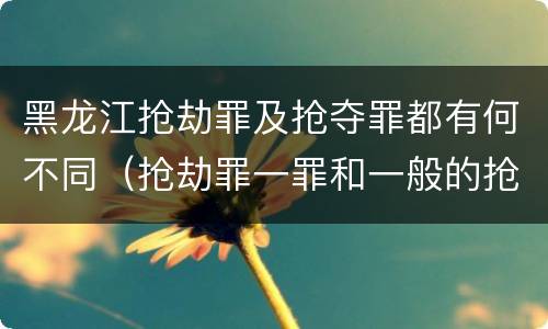 黑龙江抢劫罪及抢夺罪都有何不同（抢劫罪一罪和一般的抢劫罪）