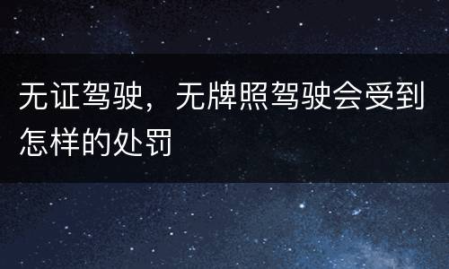 无证驾驶，无牌照驾驶会受到怎样的处罚