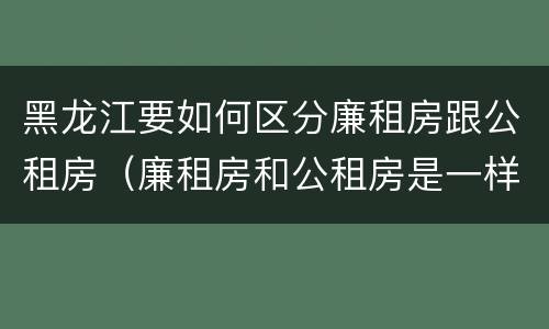 黑龙江要如何区分廉租房跟公租房（廉租房和公租房是一样的吗）