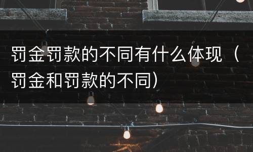 罚金罚款的不同有什么体现(罚金和罚款的不同)