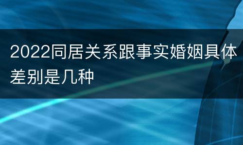 2022同居关系跟事实婚姻具体差别是几种