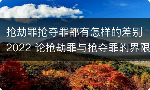 抢劫罪抢夺罪都有怎样的差别2022 论抢劫罪与抢夺罪的界限
