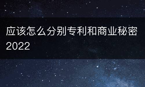 应该怎么分别专利和商业秘密2022