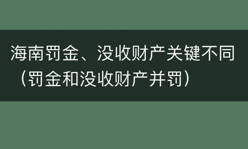 海南罚金、没收财产关键不同（罚金和没收财产并罚）